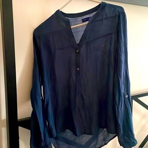 Nice blue blouse.